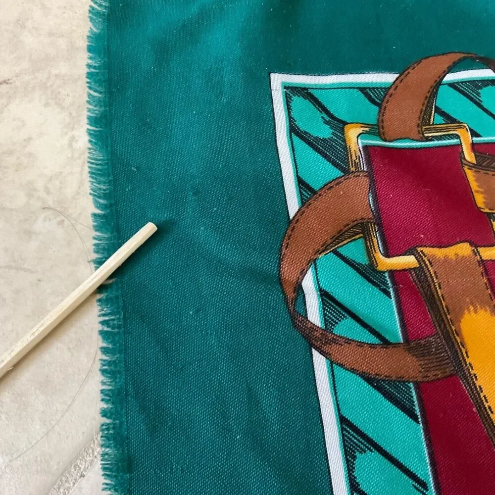 VTG Large Square Scarf Shawl Wrap Phesants/ horse Bit 45”x45”  Fringe